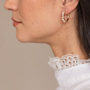 Boucles oreilles plaque or marina blanc